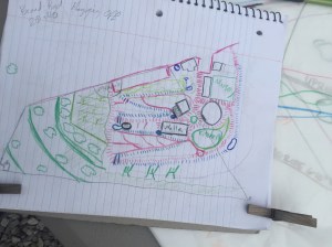 A notional design for Spiral Ridge Swales, walipini, and arterial paths.